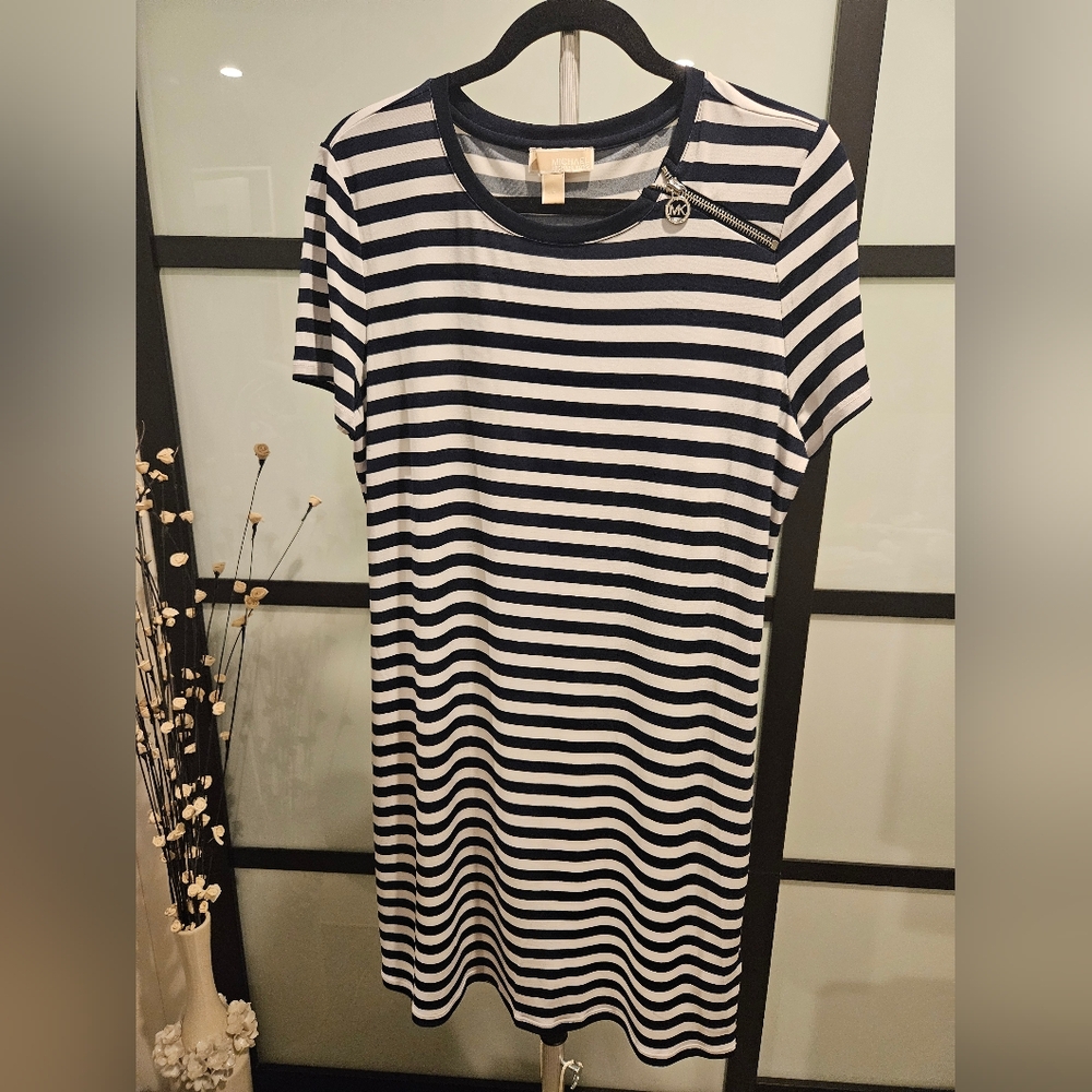 Michael Kors Chic Striped Navy and White Mini Dress